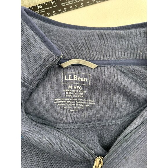 L.L. Bean Navy Full-Zip Fleece Jacket M Reg Prescott Embroidered Logo Coastal - Picture 3 of 6